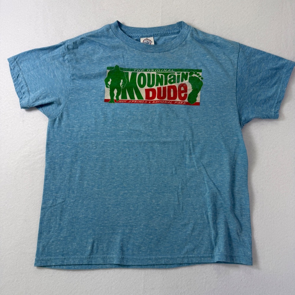 Mountain Dude Bigfoot Hot Springs National Park Blue Youth Medium T-Shirt